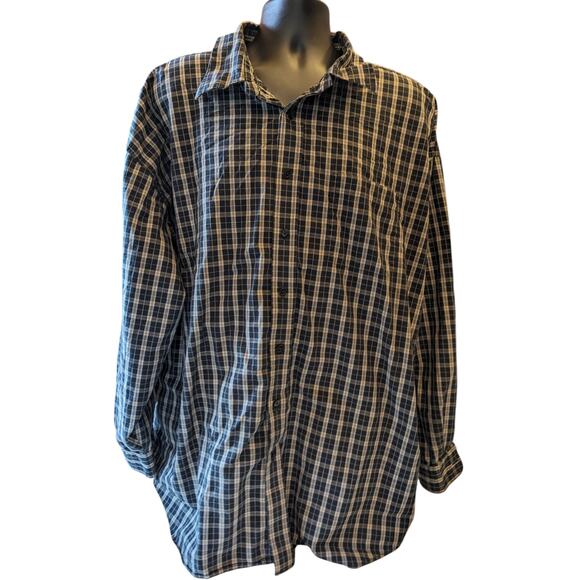 Van Heusen Studio Shirt Mens 3XLT Button Up Long Sleeve Cotton Plaid Blue Gray - Picture 6 of 15